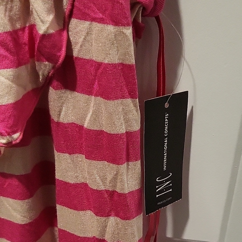 INC International Concepts Pink and Cream Striped Dress - Picture 3 of 4